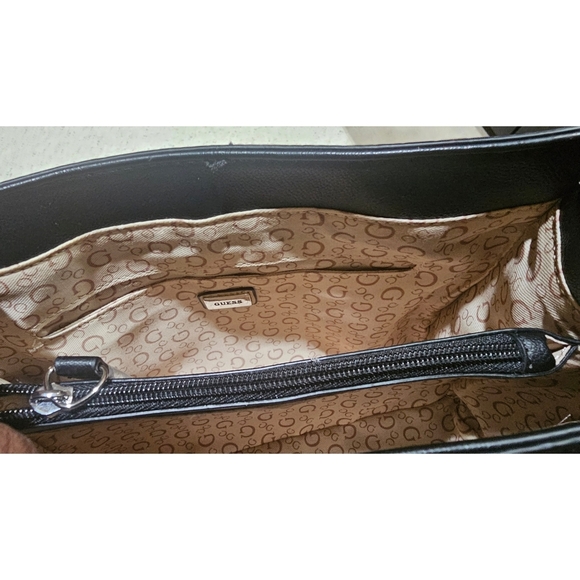 Guess Black Embossed Shoulder Bag with Silver Chains - Picture 4 of 4